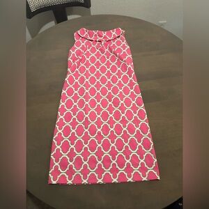 Katherine Way Pink and White Geometric Pencil Skirt